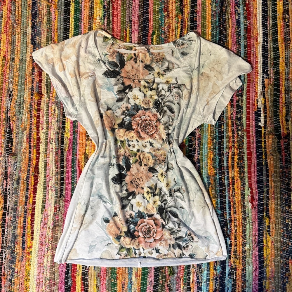 Vintage Y2K Fairy Rose Floral Top – Size PS